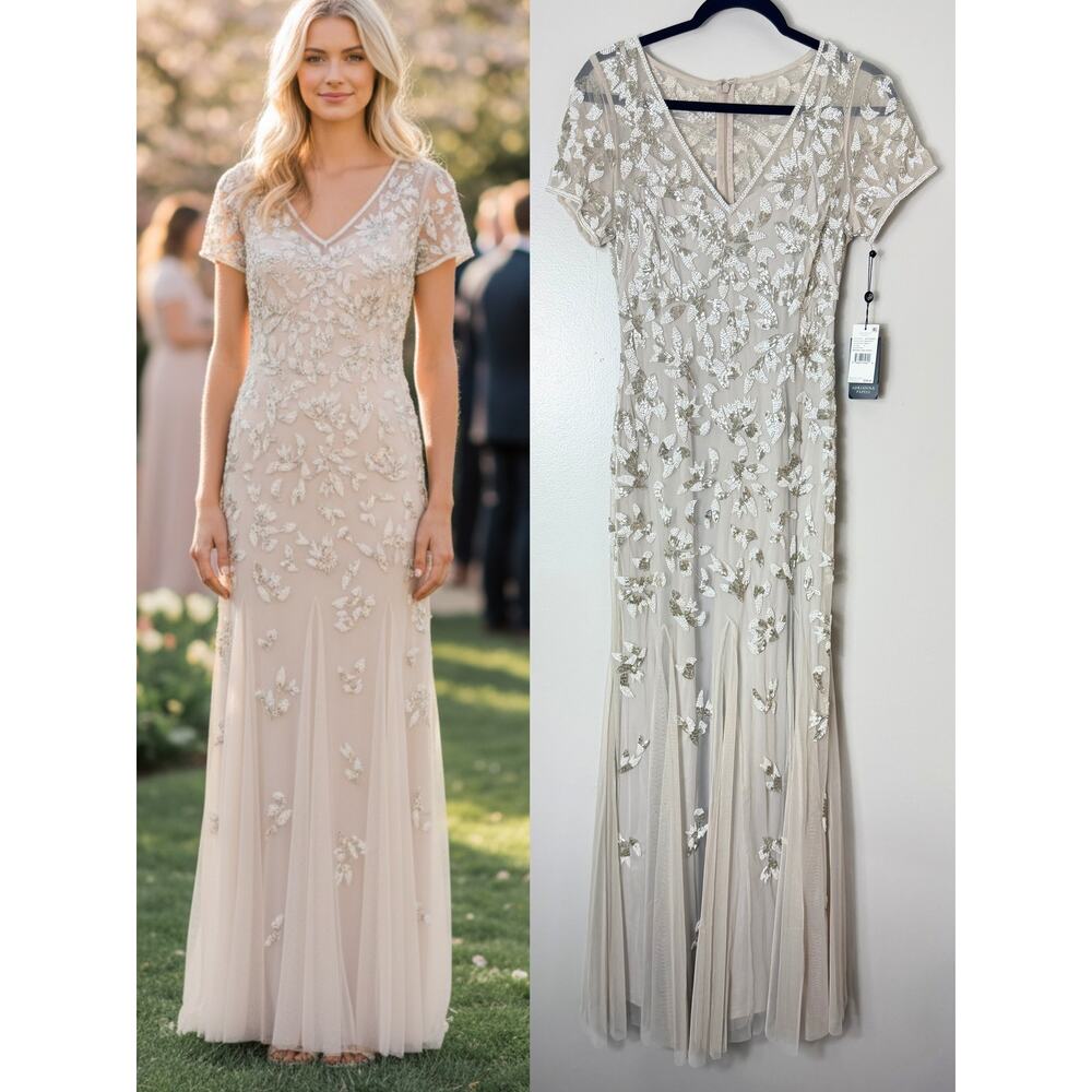 NWT ADRIANNA PAPELL DRESS GOWN WEDDING GUEST MOTHER OF THE BRIDE EVENING FORMAL